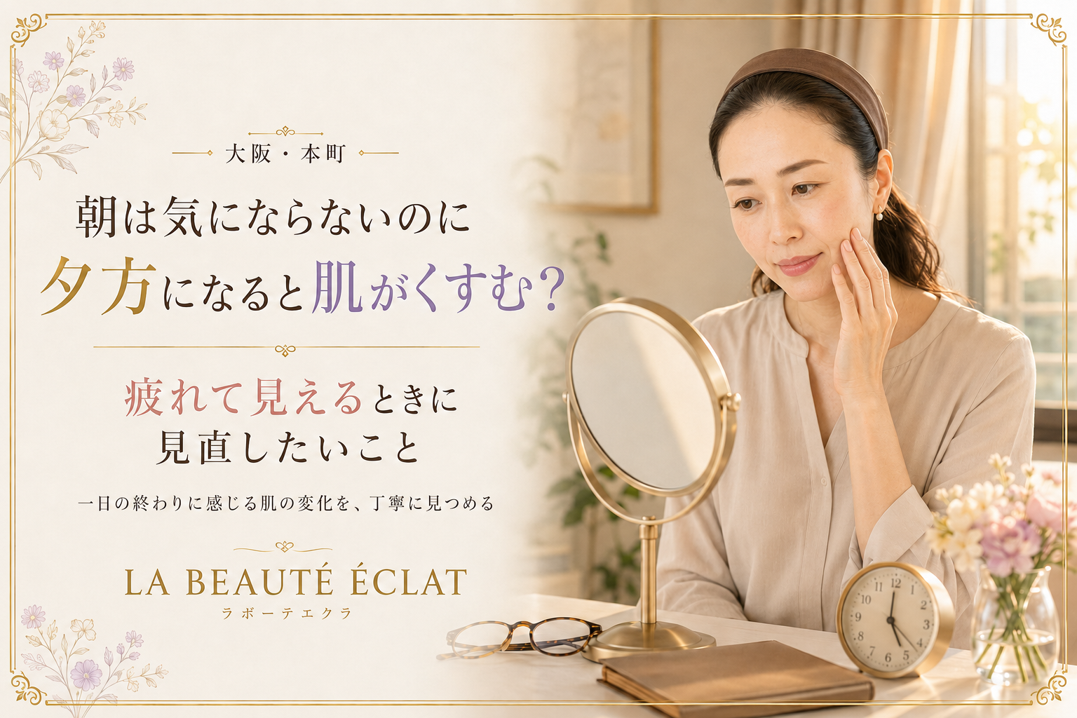 【大阪・本町】朝は気にならないのに夕方になると肌がくすむ?|疲れて見えるときに見直したいこと